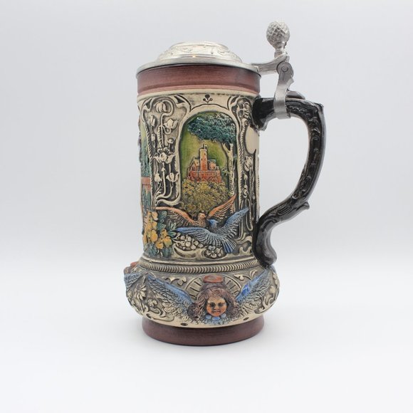 ALWE Wedding Bride and Groom Pewter Lid Figurine Beer Stein